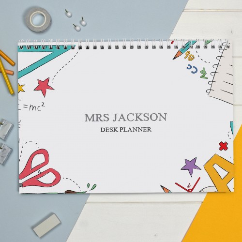 Personalised Teacher A4 Desk Planner, Weekly Organiser, Daily Planner