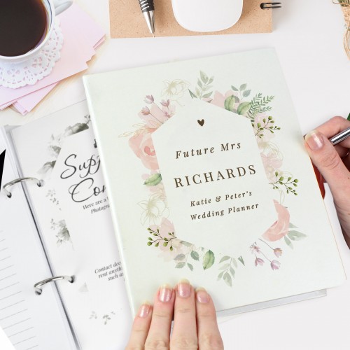 Personalised Floral Watercolour Wedding Planner, Wedding Organiser