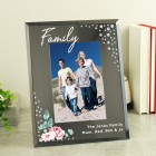 Personalised Floral 6x4 Diamante Glass Photo Frame, Customised Any NAME Photo Frame, Photo Gift For Mum, Mothers Day Gift, 4x6 Photo Frame