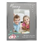 Personalised Floral 6x4 Diamante Glass Photo Frame, Customised Any NAME Photo Frame, Photo Gift For Mum, Mothers Day Gift, 4x6 Photo Frame