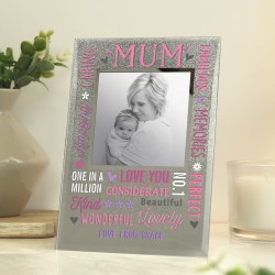 Personalised Mum Glitter Frame, Customised Mum Photo Frame, Photo Gift For Mum, Mothers Day Gift, 4x6 Photo Frame