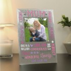 Personalised Mum Glitter Frame, Customised Mum Photo Frame, Photo Gift For Mum, Mothers Day Gift, 4x6 Photo Frame