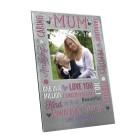 Personalised Mum Glitter Frame, Customised Mum Photo Frame, Photo Gift For Mum, Mothers Day Gift, 4x6 Photo Frame