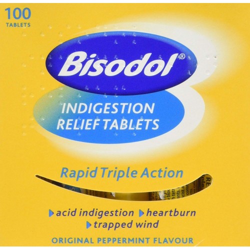 Bisodol Acid Indigestion Relief Heartburn Trapped Wind 100 Tablets Bisodol Acid Indigestion Relief Heartburn Trapped Wind 100 Tablets