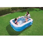 Bestway Family Pool, pool rectangular for children, easy to assemble, blue, 201 x 150 x 51 cm
