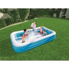 Bestway Family Pool, pool rectangular for children, easy to assemble, blue, 201 x 150 x 51 cm