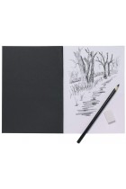 A5 Artist Sketch Book White Cartridge Paper Black Card Cover Art Pad