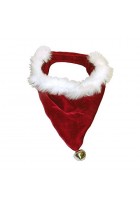 Pet Cute Soft Designer Santa Dog Bandana for Christmas with Bell