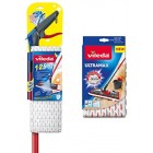 Vileda 1-2 Spray Microfibre Flat Spray Mop with Extra Microfibre Refill Pad, Removes Over 99% of Bacteria with Just Water