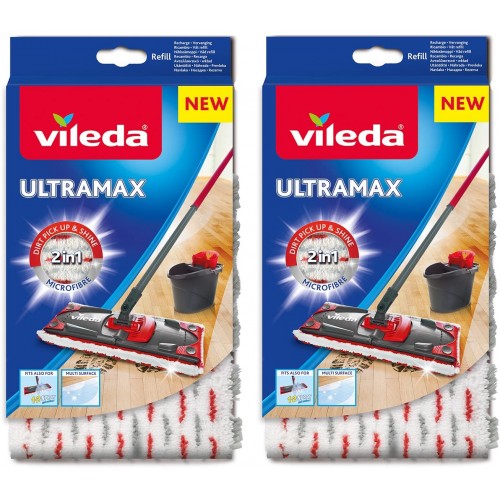 Vileda UltraMax/1-2 Spray Replacement Microfibre Pads, Pack of 2 Vileda UltraMax/1-2 Spray Replacement Microfibre Pads, Pack of 2