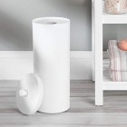 Free Standing Toilet Roll Holder - No Drilling Required - White