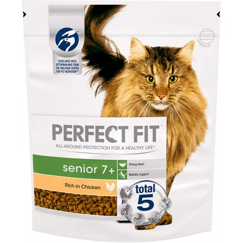 Perfect Fit 7+ Dry Cat Food Advanced Nutrition For Senior Cats With Chicken, 750 g (Pack of 3)