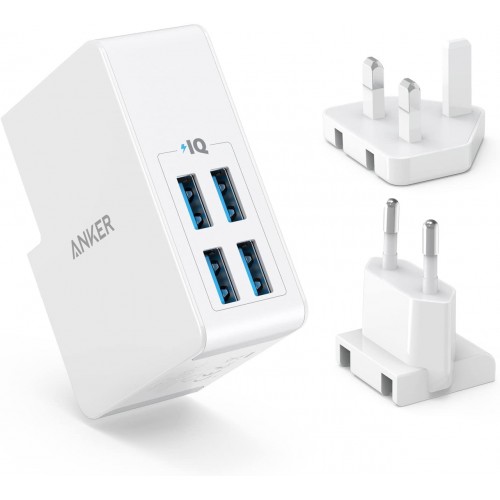 Anker USB Plug Charger 5.4A/27W 4-Port USB Charger, PowerPort 4 Lite