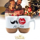 Mr and Mrs Ceramic Mugs with Novelty Cork Bottom