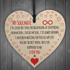 My Soulmate I Love You Wooden Hanging Heart Plaque Cute Valentines Day Gift