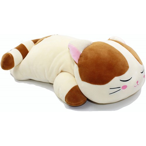 Vintoys Sleeping Cat Hugging Pillow Stuffed Animals Plush Soft Toy Brown or Grey 23.5"