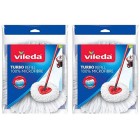 Vileda Turbo 2-in-1 Microfibre Mop Refill Head, Microfibre, Red, Pack of 2