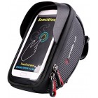 Bike Handlebar Bag, Bicycle Phone Mount, Waterproof Cycling Frame Top Tube Pouch Pannier Bike Phone Holder Stand for iPhone XS MAX XR X 8 7 6 6S Plus Samsung S9 LG Sony Smartphone up to 6 Inch