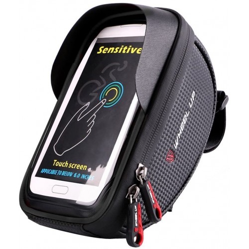 Bike Handlebar Bag, Bicycle Phone Mount, Waterproof Cycling Frame Top Tube Pouch Pannier Bike Phone Holder Stand for iPhone XS MAX XR X 8 7 6 6S Plus Samsung S9 LG Sony Smartphone up to 6 Inch