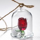 Crystal Rose Flower Figurine Dreams Ornament in a Glass Dome