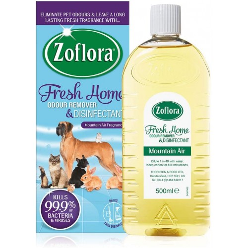 Zoflora Fresh Home Multi-purpose Concentrated Antibacterial Disinfectant, Eliminate Pet Odours 6 x 500ml Bottles - Mountain Air Fragrance