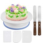Cake Plate Rotating Cake Stand Decorating Turntable Icing Smoother and Spatula Cake Plate Rotating Cake Stand Decorating Turntable Icing Smoother and Spatula