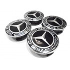 Mercedes Black Alloy Wheel Centre Caps 75 mm A B C E S G CLASS CLA CLS SLK ML AMG
