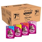 Whiskas 7+ Senior Wet Cat Food Pouches with Chicken, Salmon, Beef and Tuna, Selection in Jelly, 100 g (Pack of 120)
