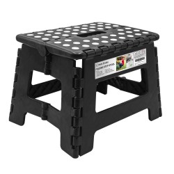 Folding Step Stool - 9 inch Height Foldable Stool For Kids & Adults, Kitchen Garden Bathroom Collapsible Stepping Stool (Black)