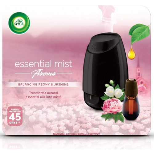 Air Wick Essential Mist Diffuser Kit, Peony & Jasmine Scent, Device & 1 Refill