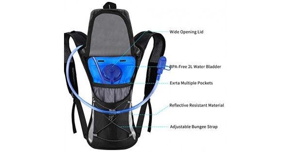 Adjustable Padded Shoulder Hiking Mobihome Hydration Backpack Lightweight Sport Daypack & Bike Backpacks with 2L Leak Proof Water Bladder Chest & Waist Straps for Running Climbing Cycling 