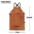 Leather Welding Apron with 6 Pockets - Heavy Duty Work Aprons - 24" X 36" Heat & Flame-Resistant Tools Apron, Brown