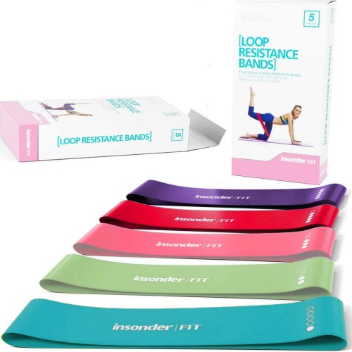 Insonder Resistance Bands Set - Skin Friendly Loop Bands with Workout Guide - Great for Exercise of Glutes Legs Thigh Fitness Physical Therapy Pilates