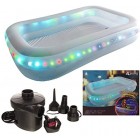 Giant Rectangular Lighted Swimming Paddling Pool LED LIGHT Inflatables Size 79 inch X 59 X 20 With Electric Air Pump 240v