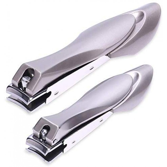 Hands Nail Clippers 2 Pcs Nail Cutter Set Toenail Fingernail Clippers Kit  With Catcher File For Thick Nails Men Women