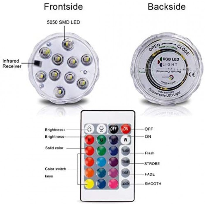 Underwater LED Lights Remote 16 Different Colours Spa Pool Hot Tub Home Decor X2 