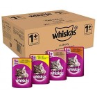 Whiskas 1+ Wet Cat Food Pouches with Chicken, Poultry, Turkey and Duck, Selection in Gravy, 100 g (Pack of 84)