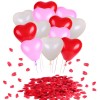 Valentines Day Decorations Hearts Latex Balloons Red Silk Rose Petals Confetti
