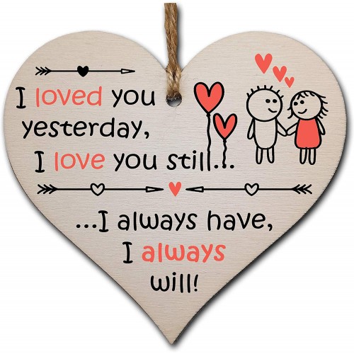 The Plum Penguin Handmade Wooden Hanging Heart Plaque Valentines Gift for someone special boyfriend girlfriend husband wife romantic keepsake