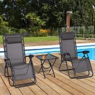 3 Piece Zero Gravity Reclining Garden Patio Deck Chair Sun Lounger & Table Set