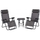 3 Piece Zero Gravity Reclining Garden Patio Deck Chair Sun Lounger & Table Set