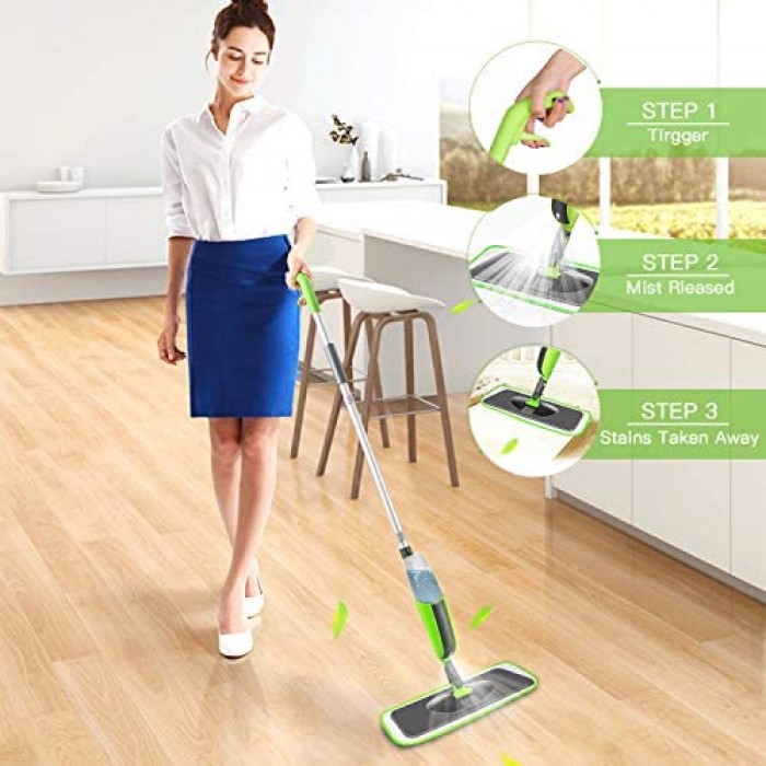 Wet Dry Mop for Home Kitchen Hardwood Laminate Wood Ceramic Tiles Floor-Purple Spray Mops for Floor Cleaning,Microfiber Spray Mop with 2 Reusable Washable Mop Pads Floor Mop with 1 Refillable Bottle 