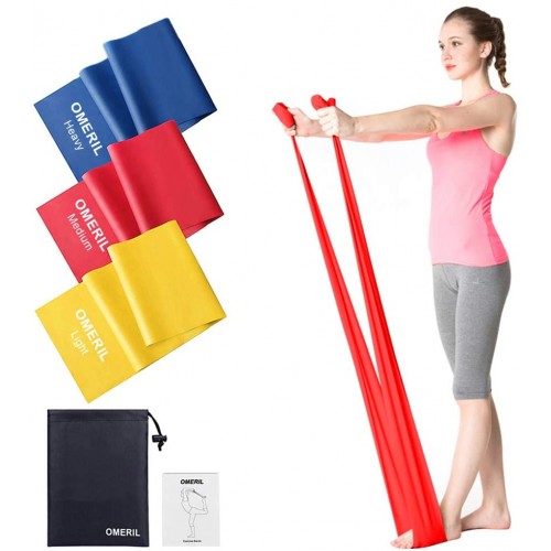 OMERIL Resistance Bands Set, [Set of 3] Skin-Friendly Exercise Bands with 3 Resistance Levels,Workout Resistance Bands Set for Women Men,Ideal for Strength Training,Yoga,Pilates,Fitness