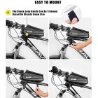 Bike Frame Bag with Mobile Phone Holder, Bicycle Top Tube Pouch, Waterproof Cycle Cell Phone Mount with Touch Screen Window, for iPhone Samsung Smart Phone up to 6.5 inch