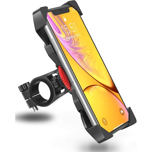 Bike Phone Holder, 360° Rotatable Universal Adjustable Motorcycle Phone Mount Clamp for iPhone 11 Pro Max/XS Max/XR/X/8/7, Samsung Galaxy S20/S10e/S9/S8 Plus and Most 3.5 inch-6.5 inch Smart Phones