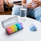 SUKUOS Pill Box 7 Day AM PM (Twice a Day) Weekly Pill Box Case with Moisture-Proof Design for Purse and Pockets (Rainbow)