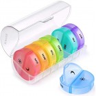 SUKUOS Pill Box 7 Day AM PM (Twice a Day) Weekly Pill Box Case with Moisture-Proof Design for Purse and Pockets (Rainbow)