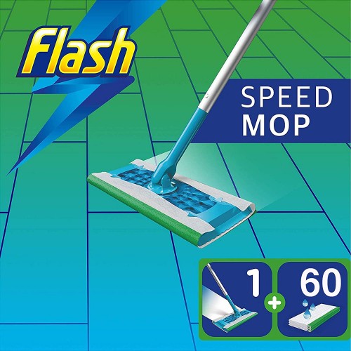 Flash Speedmop Giga Pack with 60 Wet Mopping Cloths Refills, Fast Easy and Hygienic Floor Mop, for Any Type of Floor