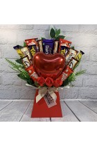 The Valentines Day Chocolate Bouquet with Balloon, Chocolate & Flowers