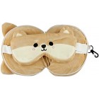 Relaxeazzz Shiba Inu Dog Shaped Round Travel Pillow and Eye Mask for Sleeping with Quick Release,Plushie,Sleeping Mask for Airplane,Flight Pillow for Kids Adults,Cute Sleeping Mask